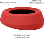 Kurgo Splash Free Wander Dog Water Bowl - Anti-Splash Rim - Travel Friendly - Food Grade Silicone - Compact Wedge Shape - Dishwasher-Safe Bowl - 24 oz - Chili Red