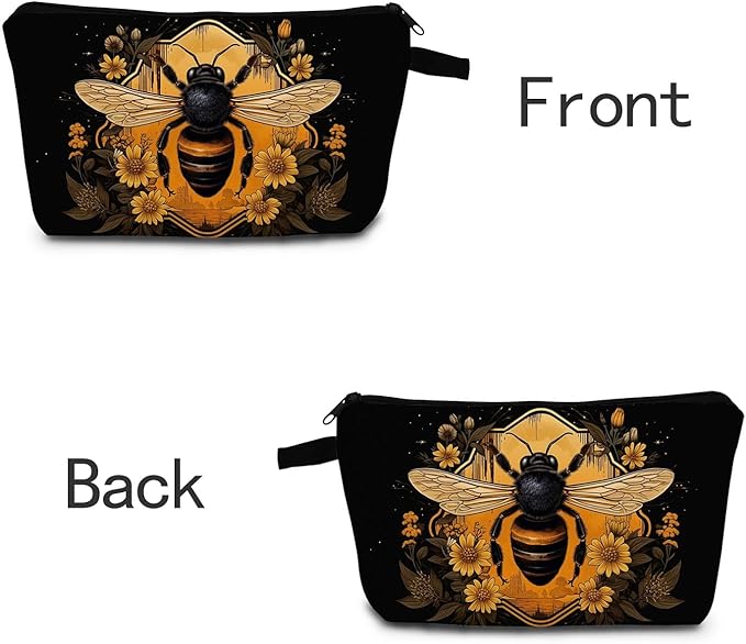 Bee Gifts for Women Small Zipper Pouch Bee Lover Birthday Gift Travel Makeup Bag