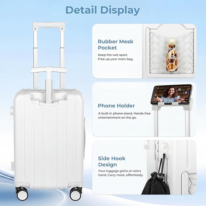 20" Ride-On Luggage with Child Seat, Hardside Carry-On Suitcase with 360 Silent Spinner Wheels, TSA Lock, & Dual Telescoping Handles for Kids & Adults & Busy Moms