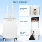 20" Ride-On Luggage with Child Seat, Hardside Carry-On Suitcase with 360 Silent Spinner Wheels, TSA Lock, & Dual Telescoping Handles for Kids & Adults & Busy Moms
