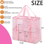 Fammart Mesh Beach Bag with Zipper, Large Beach Tote for Women, Toys Pool Swim Bag Travel Vacation Cruise Essentials