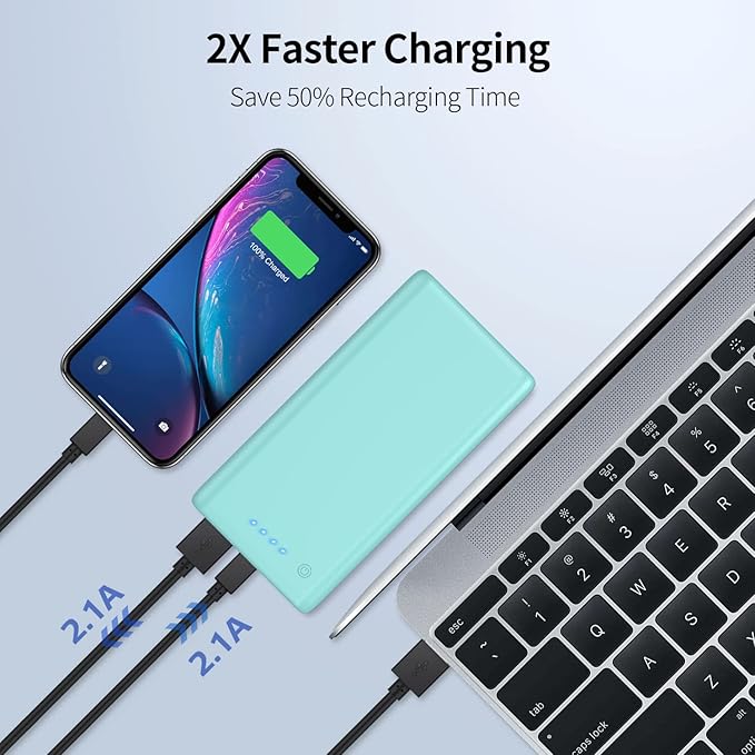 Ekrist Portable Charger Power Bank 25800mAh, Ultra-High Capacity Fast Phone Charging with Intelligent Controlling IC,2 USB Port External Cell Phone Battery Pack Compatible with iPhone,Android-Green