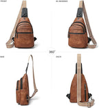 LATMAP Sling Bag For Women Faux Leather Small Casual Daypack Backpack Fanny Pack Crossbody Chest Bags Purse