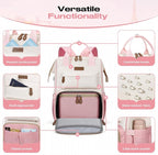 Maelstrom Travel Backpack for Women Men,Laptop Backpack Fits 15.6-17.3 Inch Laptop, Nurse/Work Bag with Insulated Lunch Box (Pink-beige)