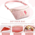Amylove 9 Pieces Fanny Packs Nylon Waist Bag Zipper Travel Running Bag with Adjustable Strap for Women Men(Plush,Light Color)