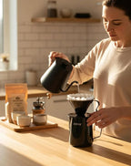 AGOGO Pour Over Coffee Maker Set - Unbreakable 304 Stainless Steel V60 Dripper & Server for Camping & Home, Includes 50 Paper Filters & Barista Towel - Black - 20oz