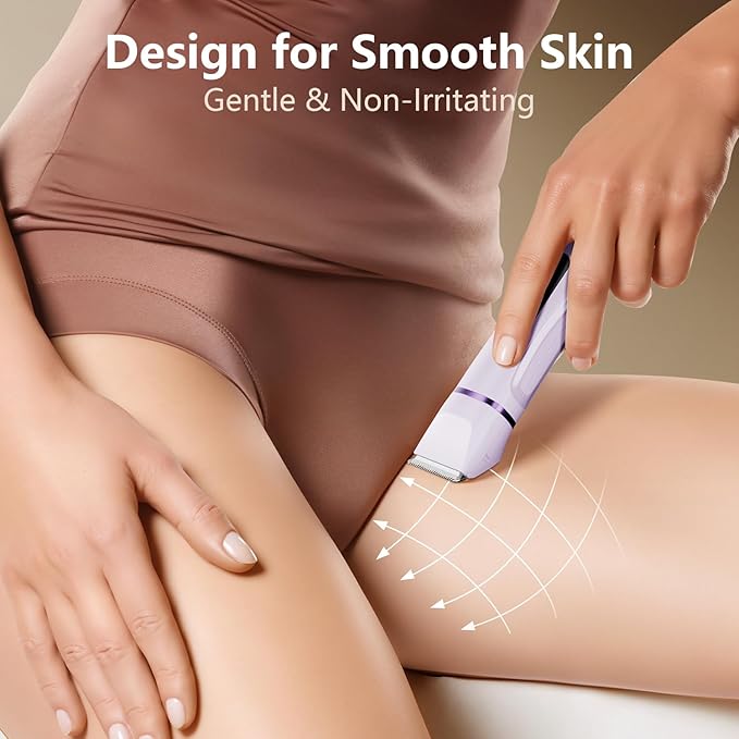 Hair Removal Epilators Bikini Trimmer for Women, Painless Waterproof Electric Foil Shaver Razors for Facial Leg Body Armpit, Ceramic Blade with USB Charging Dock, Travel Grooming Gift for Her, Purple