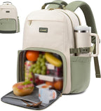 LOVEVOOK Lunch Backpack with Lunch Compartment,15.6 Inch Laptop Work Travel Insulated Cooler Backpack,Waterproof College Teacher Lunch Bag Box,Gifts for Men Women,White-Bean Green-Dark Olive Green