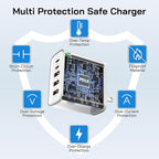 3Pack USB C Fast Charger Block, Total 60W 5-Port USB C Wall Charger 30W Type C Charging Block, 2USB C+3USB A PD 3.0 Multiport Charging Cube for iPhone 17 16 15 14 Pro Max, G-alaxy S26 S25 Ultra, i Pad