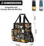 Start Your Day with Coffee Travel Bag Compatible with Keurig K-Mini, Single Serve Coffee Brewer Carrying Case Compatible for K-Mini Plus with Multiple Pockets for K-Cup Pods (Bag Only)