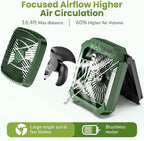 26800mAh Portable Fan Rechargeable with 18W Detachable Solar Panel, Quiet Battery Powered Camping Fan Cordless with LED Lantern,3 Speed,Timer,USB-C,for Bedroom Tent Home Office Desk Hurricane(Green)