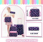 Kid’s Luggage Set 5 Piece Suitcase Set 16’’ Hardside Luggage with Spinner Wheels Girls Carry on Toddler Travel Rolling Suitcase Carry on Luggage Airline Approved