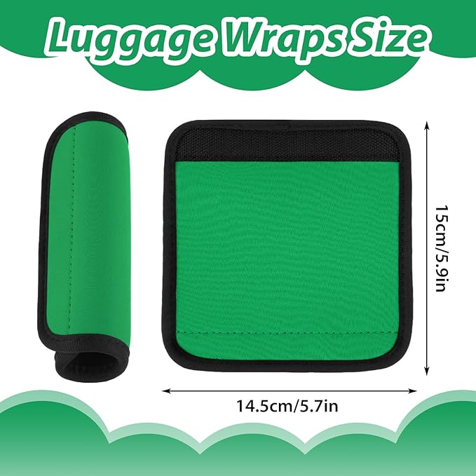 2 Pack Luggage Handle Wraps for Suitcase Bright Color Luggage Handle Covers Suitcase Tags identifiers Travel Accessories for Airplane/Flying (Green)