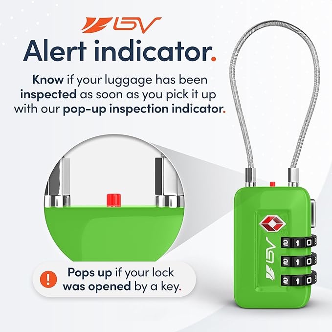 TSA Accepted Luggage Travel Lock, Set-Your-Own Combination Lock for School Gym Locker, Luggage Suitcase Baggage Locks, Filing Cabinets, Toolbox, Case (Green, 1 Pack)