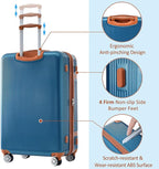 3 Piece Hardshell Luggage Sets 20"+24''+28" Expandable Hardside Luggages Spinner Suitcase with Spinner Wheels & TSA Lock,Lightweight Luggage Sets For Women Men Outdoor Travel Blue