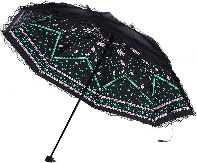 URAWESO Vintage Lace Parasol Gothic Lolita Umbrella UV Sun Protection Witch Cosplay Photoshoot Props Party Decoration