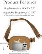YOSHUYUKI Cross Body Fanny Packs for Women Men Fashion Waist Bag Pouch Nylon Small Travel Crossbody Bags Mini Purse Everywhere Belt Bag Bum Bag with Adjustable Strap for Workout Running Hiking Caramel