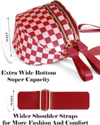 Black and White Checkered Crossbody Bag Bum Bag for Women,Spacious Checkered Purse Fanny Packs Belt Bag