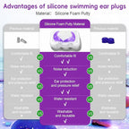 Waterproof Swimming Ear Plugs for Adults - 4 Pairs of Reusable Soft Silicone Swim Earplugs,Perfect for Surfing, Diving,Pool,Showering and Other Water Sports - Keep Water Out and Ear Protection