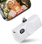 Small Power Bank for iPhone, 5000mah Portable Phone Charger with Digital Display for Lightning Port Smartphones,External Battery Charger Compatible with iPhone 14/13/12 mini/12/12 pro/12 pro max-White