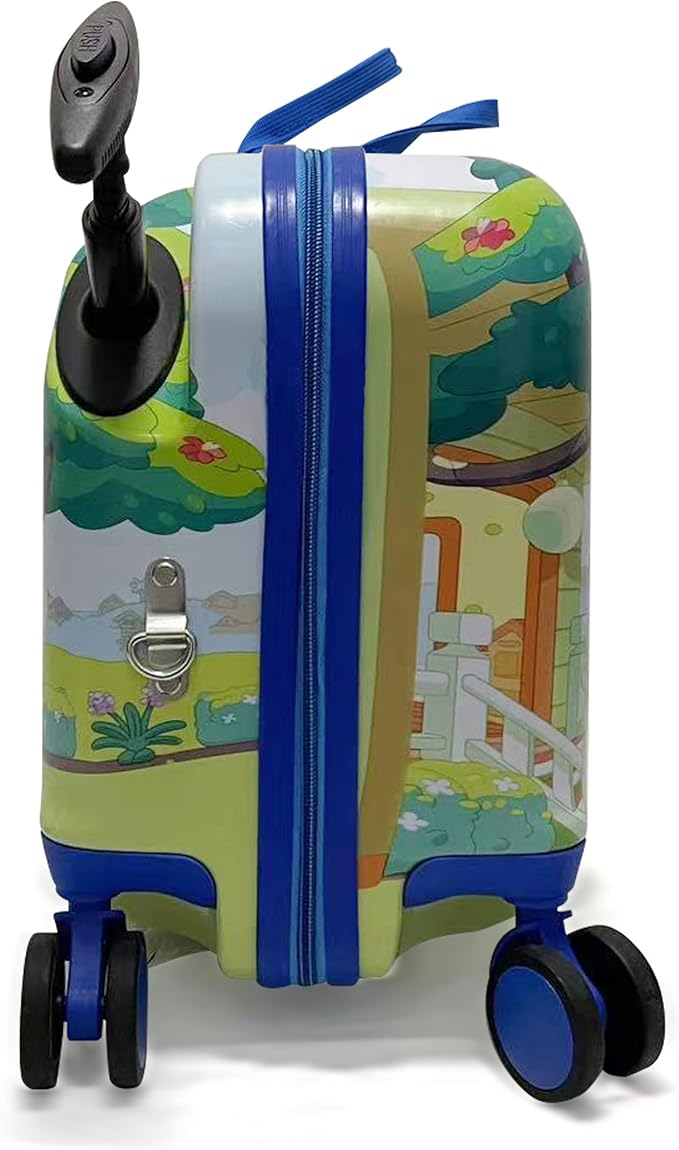Fast Forward 18" Bluey Kids Ride On Luggage-HardShell Rolling Travel Suitcase-Lightweight Ride On Suitcase For Kids