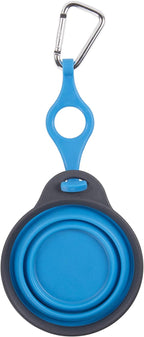 Dexas Pets Collapsible Travel Pet Cup with Bottle Holder and Carabiner, Pro Blue