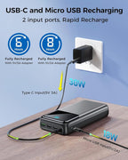 Portable Charger Power Bank 50000mAh, USB-C PD 30W Fast Charging External Battery Pack, Portable Phone Charger for iPhone 17/1615/14/13/12/11 Samsung Android (Gray)