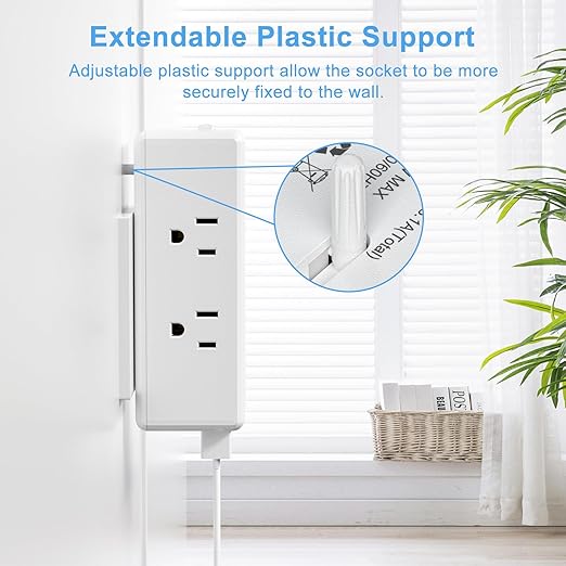 Surge Protector Outlet Extender, 6 AC Outlets & 3 USB Ports (3.1A), 2700J ETL Listed, Triple-Sided Wide-Spaced, 1875W 15A, Flame Retardant ABS+PC, for Home Office Kitchen Bedroom (White)