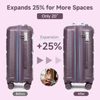 Somago Luggage Sets 3 Piece Hard Shell Polypropylene Suitcase with TSA Lock Spinner Carry On Luggage with Beauty Case Travel Set,Elegant Purple