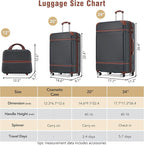 Luggage Sets, 2 Piece Carry on Luggage Set with Travel Bag, 2 Piece Expandable Spinner Hardshell Suitcase with TSA Lock, Back to School Suitcase, Women Men (Black, 20/24 inch+Cosmetic Case)