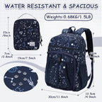 VASCHY Kids Backpack Lunch Bag Set, 2-1 School Bookbag Insulated Lunch Box for Toddlers,Preschool,Daycare,Kindergarten,Elementary School Navy