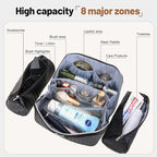 BOYATU Travel Makeup Bags for Women: 3 Pcs Large Make up Bags Set - Vegan Leather Cosmetic Bag for Traveling - Waterproof Toiletry Organizer (L05 Black)