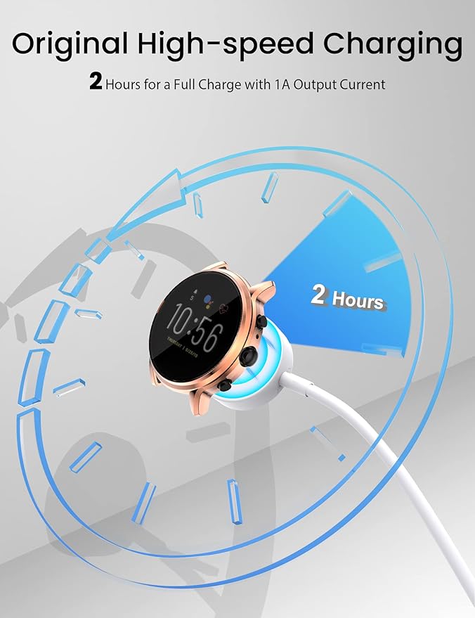 Sinoacc Charger for Fossil Gen 6/Gen 5/Gen 5E/Gen 4 Smartwatch Charging Cable Cord for Emporio Armani/Skagen falster 2/Misfit Vapor 2/Diesel Guard 2.5/Michael Kors Runway 3.3Ft/1M White