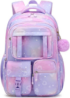 PIG PIG GIRL Kids Backpack for Girls - School Bags for Middle School Students - Book Bag for Elementary Primary - Kawaii Ita Backpack - Purple