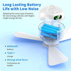 Rechargeable Tent Fan, Portable Hanging Camping Fan with LED Light & Remote, 8000mAh Battery Powered, 3 Speed with Timer for Outdoor, RV, Canopy, Beach, Patio & Gazebo