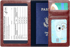 Passport Holder Cover Wallet Case RFID Blocking Leather Card Slot Travel Accessories Documents Organizer Protector for Women Men, Brown