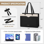 RAINSMORE Laptop Bag for Women 15.6 Inch Work Tote Bag with Detachable Strap & Bow Professional Laptop Tote with Cup Holder