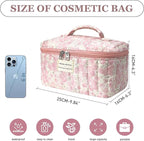 Gosect Large Makeup Bag, Cute Cosmetic Bag for Women Girls, Floral Coquette Aesthetic Toiletry Bag, Travel Make Up Organizer Bag (Crushed Flower)