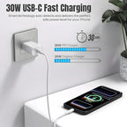 TT&C 30W USB-C Super Fast Charger with 6ft Type C Cable, PD Wall Block Compatible with iPhone 17/16/15 Pro Max/Air, iPad Pro, and Galaxy S25/S24-1 Pack