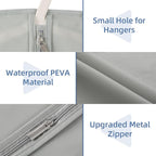 50" Garment Bag, Mens Suit Bags for Closet Storage and Travel, Garment Bags for Hanging Clothes, Foldable Suit Cover Bags with Clear Window for Coats, Jackets, Dresses - Gray/ 5 Packs