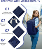 ECOHUB 17" Laptop Backpacks with Laptop Compartment Work Backpack Women Lightweight & Water Resistant Travel Backpack, Blue