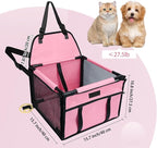 Dog Car Seat Foldable Dog Car Booster Seat Waterproof Breathable Oxford Travel Bag for Small to Medium Dogs, Puppies, and Pets-Pure Pink-Upgrade