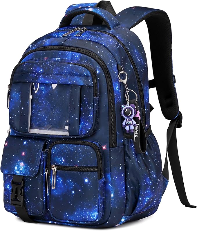 PIG PIG GIRL Kids Backpack for Girls Boys School Bags for Middle School Students Book Bag for Elementary Primary Kawaii Ita Backpack, Galaxy Astronaut