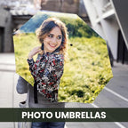 CanvasChamp Custom Umbrella with Photo & Text - Personalized Folding Umbrella for Sun, Rain & Travel