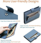 Leather RFID Blocking Passport Holder for Travel Women – Multiple Slim Passport Wallet for Women with Card Slots, Zippered Coin Pocket & Travel Passport Cover Case Gift Ready– Denim Blue