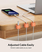 Costop 8 Pack Magnetic Cord Organizer, Easy Secure Adhesive Cable Management, Wire Holder Keeper, Hide Or Organize Phone USB Charger Cable, Orange