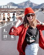 Pritent Fanny Packs for Women Cross Body Bag Waterproof Belt Bag with Adjustable Strap and Zipper Back Pocket Small Crossbody Bags Fashion Waist Packs for Workout Travelling(Flower Print)