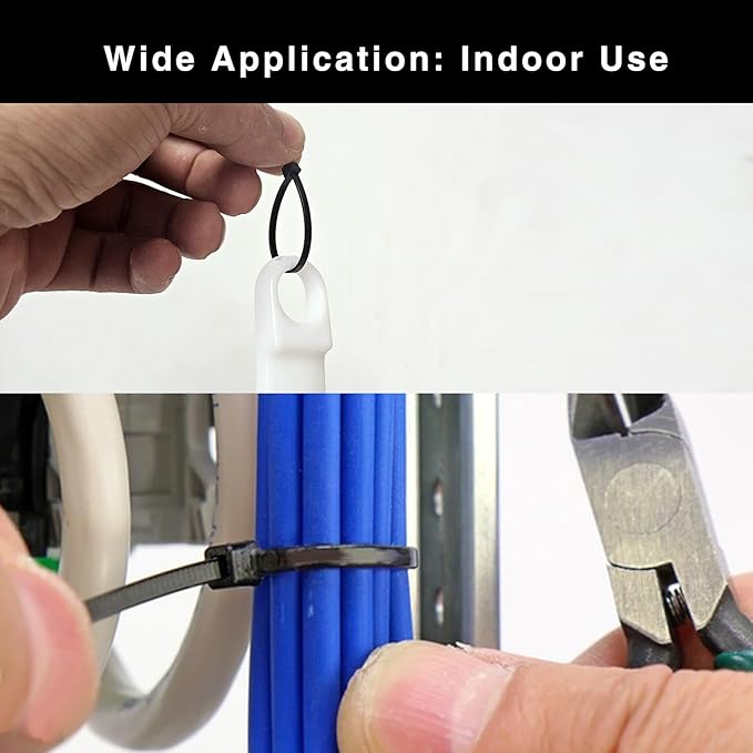 Zip Ties 8 inch, 1000 Pack Black Zip Ties, Self-Locking Nylon Cable Ties with 40 lbs Tensile Strength,Wire Ties for indoor and outdoor use.
