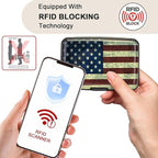 ELFISH Mini RFID Aluminum Wallet Credit Cards Holder Business Card Case Metal ID Case for Men Women (Flag)