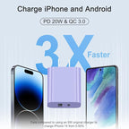 [4 Pack] USB C Charger Block Charging Block Type C Charger 20W Wall Chargers for iPhone Air/17/17 Plus/17 Pro Max/16/16 Plus/16 Pro Max/15/15 Max/14/13/12/Samsung(Purple)